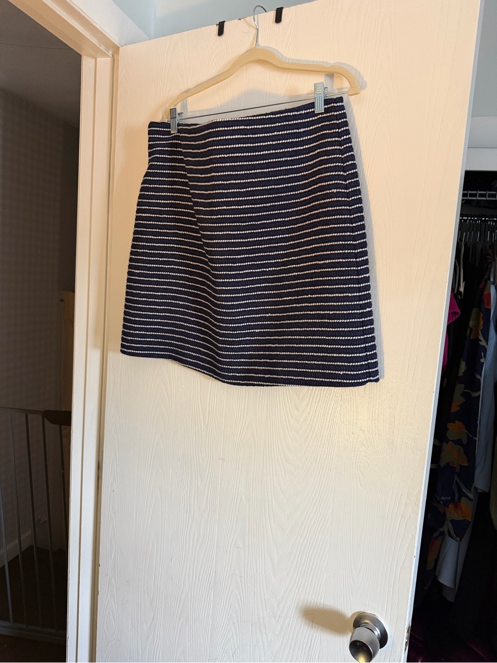 J. Crew Navy and White Striped Mini Skirt